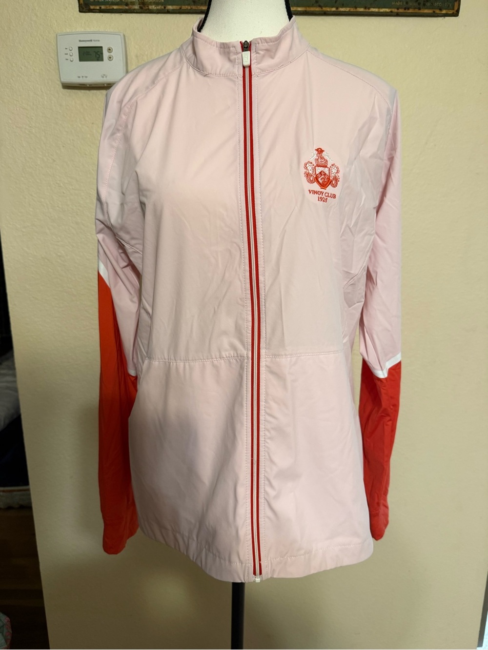 FootJoy Women’s L Vinoy Club 1925 Golf Jacket Pink Full Zip Windbreaker Golf
